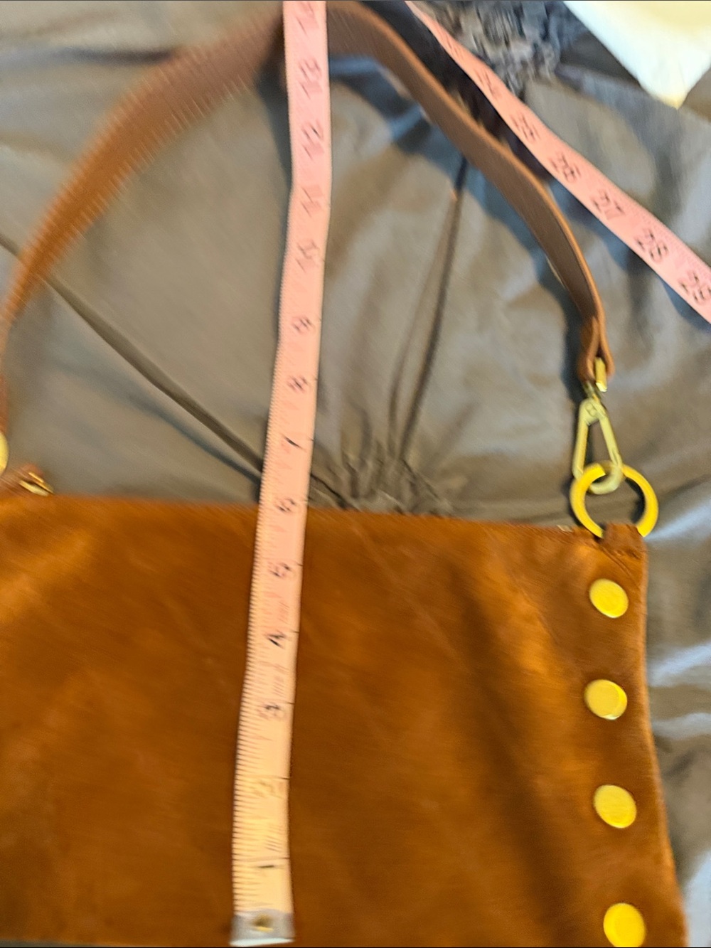 Hammitt Chestnut Brown Suede Kyle Crossbody/ shoulder bag with gold Studs - Picture 6 of 7